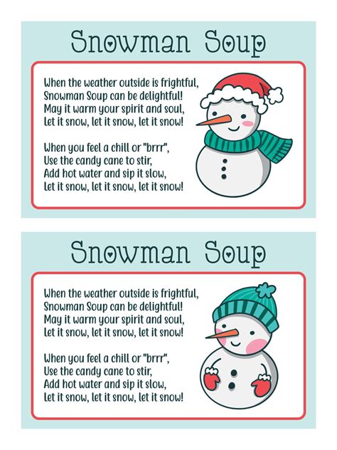 Free Snowman Soup Printable